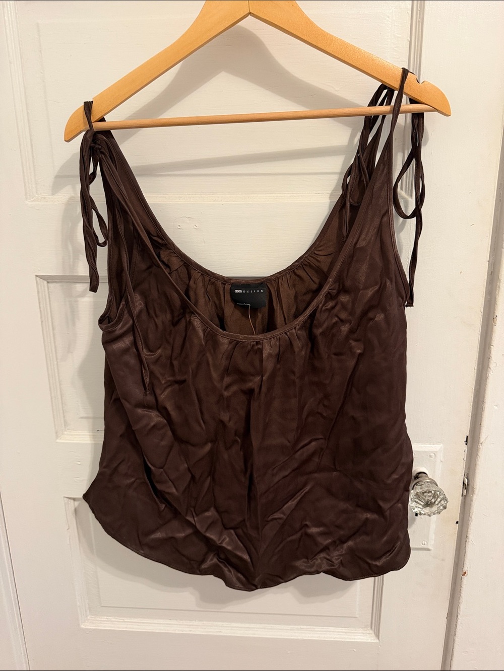 ASOS Silky Tie-Strap Brown Women's Tank Top